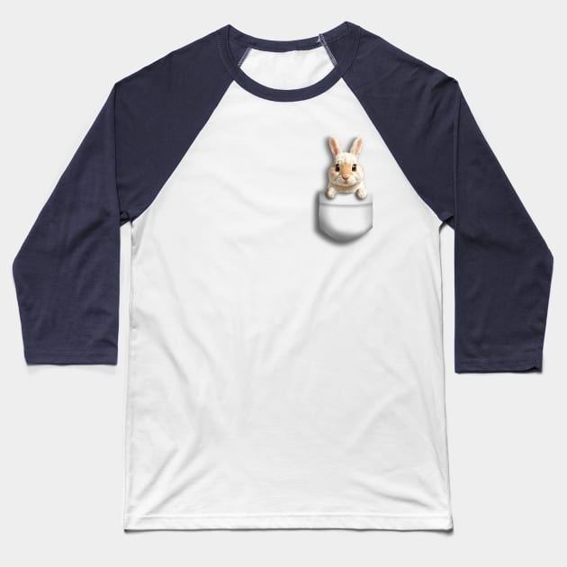 Pocket Bunny Baseball T-Shirt by Purrdemonium